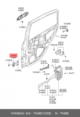 Hyundai Getz Ограничитель деви задний левый 794801C000 HYUNDAI KIA