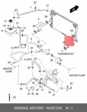 Chevrolet Lanos Патрубок радиатора верхний (без кондиционера) 96351259 GENERAL MOTORS