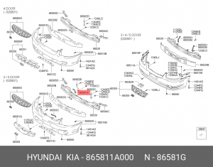 Hyundai Accent Кронштейн переднего бампера 3 865811A000 HYUNDAI KIA