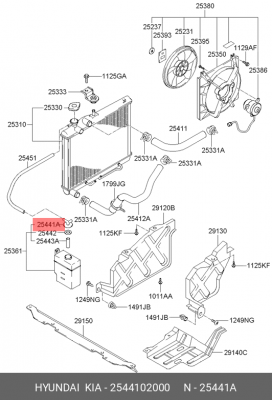 КРЫШКА РАСШИРИТЕЛЬНОГО БАЧКА 2544102000 HYUNDAI KIA