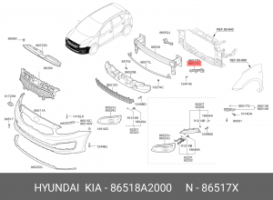 Kia Ceed 2012 Планка крепежная бампера левая 86518A2000 HYUNDAI KIA