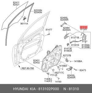 Kia Sorento 09- замок двери перед лев 813102P000 HYUNDAI KIA