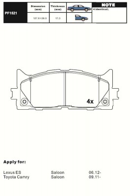 Toyota Camry V40, 50 06-11- Колодки тормозные передние PF1521 AIKO