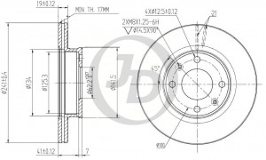 Hyundai Getz 13" Диск тормозной перед (без ABS) 241х19 JBD0016 JUST DRIVE