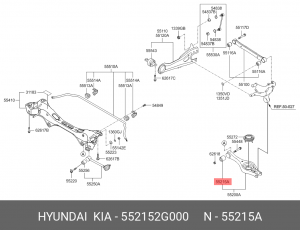 Hyundai Elantra 06-10/Ceed 06-10/i30 06-10 сайлентблок зад. поперечного верх.рыч 55215-2G000 HYUNDAI KIA