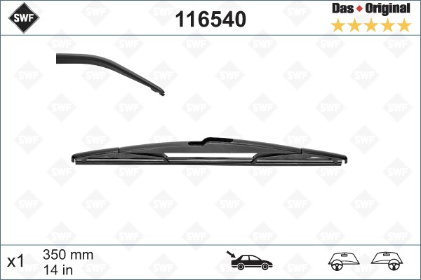 Peugeot 307, 307SW, Largus, Megane III, Zafira 05- щетка стеклоочистителя  задня 116 540 SWF