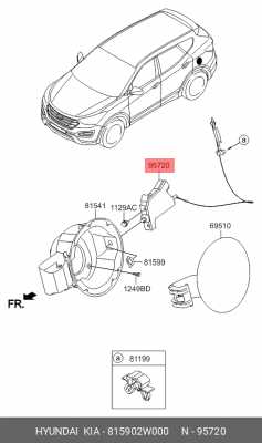 Hyundai SantaFe 12- Замок лючка бензобака 815902W000 HYUNDAI KIA