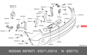 Nissan Qashqai 06- заглушка буксировочного крюка заднего бампера 85071-JD01A NISSAN INFINITI