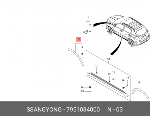 Actyon New Накладка крыла переднего левого 7951034000 SSANG YONG