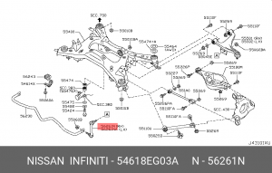 Infiniti EX 08-, G 07-, NISSAN 350 Z 02-, 370 Z 09- Стойка стабилизатора заднего 54618-EG03A NISSAN INFINITI