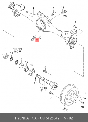 Kia Rio c 00 гайка задней ступицы KK15126042 HYUNDAI KIA