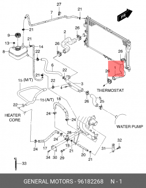 Chevrolet Lanos Патрубок радиатора верхний (с кондиционером) 96182268 GENERAL MOTORS