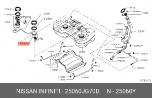 Nissan X-Trail Датчик уровня топлива T31 25060JG70D NISSAN INFINITI