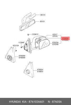 Hyundai SantaFe Тагаз Зеркало левое (электр. подогрев) 8761026601 HYUNDAI KIA