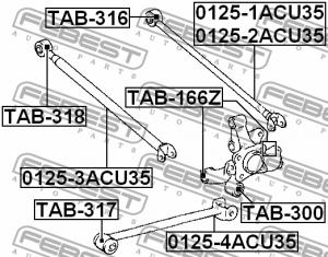 Toyota Camry V40, Lexus RX 03-, Highlander 08-14 с/блок заднего продольного рыча TAB-317 FEBEST