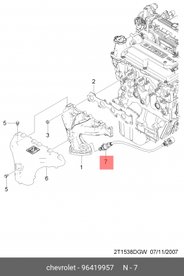 Chevrolet Aveo b12d1 Датчик кислорода первый 96419957 GENERAL MOTORS