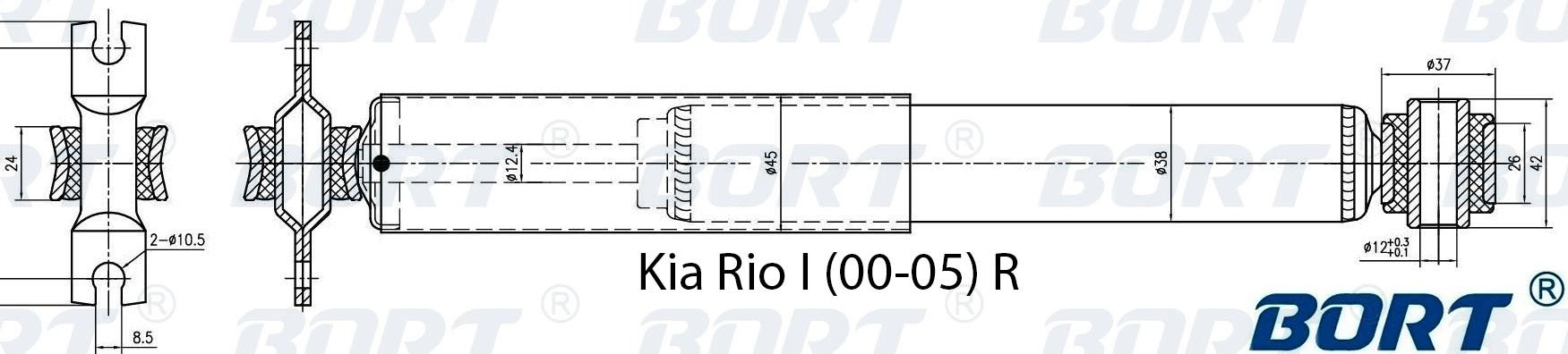 Kia Rio 02-05 амортизатор задний G11238148 BORT