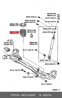 Toyota RAV 4 12- пружина задняя 48231-42440 TOYOTA