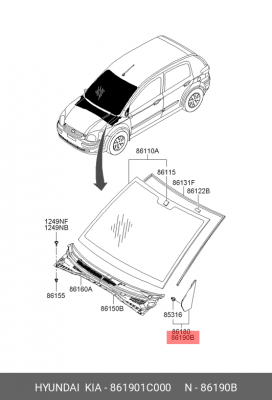 Накладка зеркала прав 861901C000 HYUNDAI KIA
