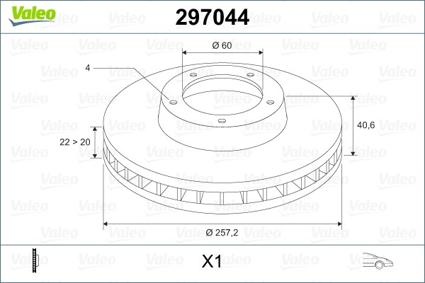 Opel Corsa D диск тормозной передний 297044 VALEO PHC