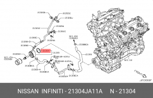 Nissan прокладка теплообменника (масляный фильтр) 21304-JA11A NISSAN INFINITI
