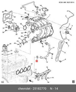 Chevrolet Cruze Проклдака трубки EGR 25182770 GENERAL MOTORS