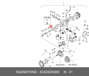 SS Kyron/Actyon 05-10 Сальник внутренний зад моста KSC 4242605000 SSANG YONG