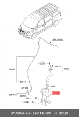 Бачок стеклоомывателя HYUNDAI GRAND STAREX 07- HYUNDAI/KIA 986114H000 986114H000 HYUNDAI KIA