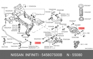 Nissan Pathfinder R51, Navara развальный болт переднего и заднего подпружинного  545807S00B NISSAN INFINITI