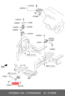 Опорный узел двигателя (опора двигателя) 21950A5000 HYUNDAI KIA