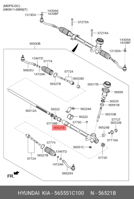 Hyundai Verna06-09/Rio06-11 Втулка рулевой рейки(для ЭУР) 565551C100 HYUNDAI KIA
