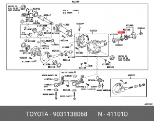 Toyota RAV4 00-05, Lexus RX сальник хвостовика заднего моста 90311-38068 TOYOTA