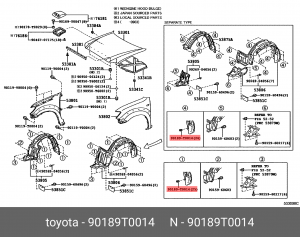 Toyota Hilux пистон подкрылка под саморез 90189-T0014 TOYOTA