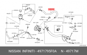 Nissan Almera Classic шланг ГУР (от бачка к насосу) 49717-95F0A NISSAN INFINITI