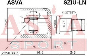 ШРУС внутренний 21x38x22 SZIULN ASVA