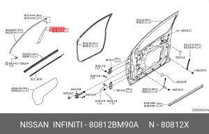 НАКЛЕЙКА ПЕРЕДНЕЙ ПРАВОЙ ДВЕРИ/TAPE-FRONT DOOR 80812BM90A NISSAN INFINITI