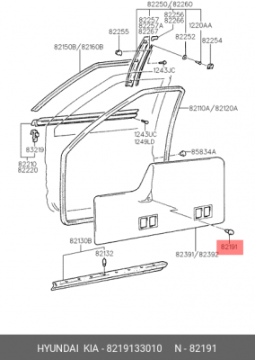 Hyundai отбойник демпфер двери 8219133010 HYUNDAI KIA