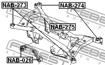 Nissan X-Trail(30) Салентблок заднего подрамника задний NAB-274 FEBEST