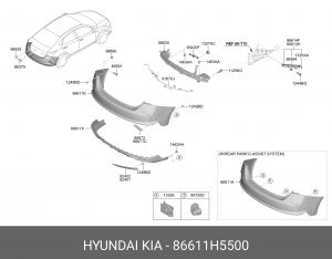 Hyundai Solaris 17- бампер задний 86611H5500 HYUNDAI KIA