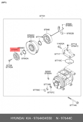 Упорная планка шкива компрессора кондиционера 9764434550 HYUNDAI KIA