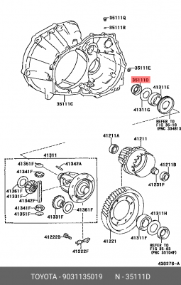 Chevrolet Captiva сальник заднего привода    34.5x55.2x4.2x15.5 90311-35019 TOYOTA