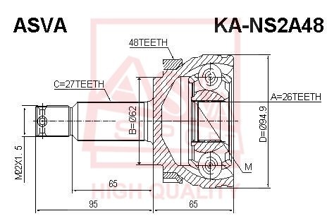 Hyundai 26*27 ШРУС наружный KA-NS2A48 ASVA