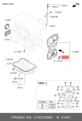 Hyundai SonataYF 2.0/ix35 2.0б 11-13/SorentoXM 09- 2.4б сальник к/в передн    42 2142125002 HYUNDAI KIA