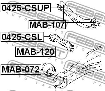 MITSUBISHI LANCER 9 91-09 Сайлентблок задней поперечной тяги (короткая) MAB-120 FEBEST