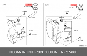 Nissan Qashqai крышка бачка омывателя 28913-JD00A NISSAN INFINITI