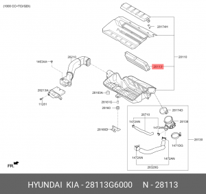 Kia Picanto 16- Фильтр воздушный 28113-G6000 HYUNDAI KIA