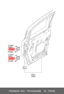 Hundai H1 00-06 петля перед двери 793104A000 HYUNDAI KIA