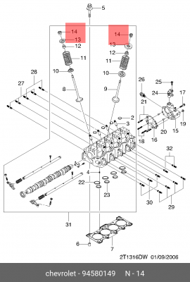 Daewoo Matiz/Aveo 0.8 -1.2SOHC сухарь клапана 94580149 GENERAL MOTORS
