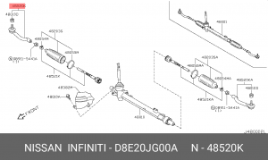 Nissan X-Trail T31, Qashqai, Koleos наконечник рулевой левый D8E20-JG00A NISSAN INFINITI