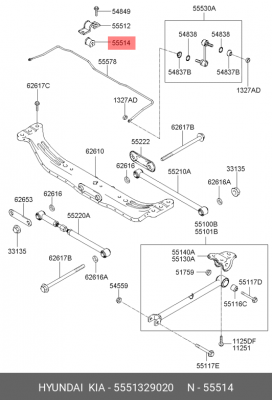 Hyundai Elantra c 00 втулка заднего стабилизатора 5551329020 HYUNDAI KIA